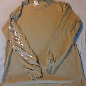 PINK Olive Colored Long sleeve shirt S